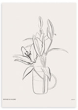 Cuadro de ilustración floral sobre fondo beige.