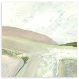 Cuadro cuadrado abstracto View 1 en tonos suaves de verde y beige con estilo minimalista. Tienda kudeko.com