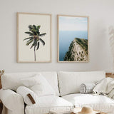 decoración con cuadros, ideas - Cuadro fotográfico de palmera y fondo amarillo claro. Una obra muy veraniega y fresca.