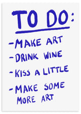 Lámina decorativa sin marco de estilo minimalista y blanco_y_negro, Lámina tipográfica divertida en azul, modelo Creative To-Do List