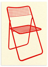 Lámina decorativa sin marco de estilo minimalista y geométrico, silla minimalista roja, modelo Ted Net Chair Red