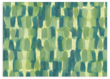 Lámina decorativa sin marco de estilo minimalista y orgánico, bosque abstracto en tonos verdes suaves, modelo Bosque abstracto