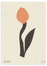 Lámina decorativa sin marco de estilo minimalista y orgánico, flor moderna minimalista en terracota, modelo Modern Flower 01