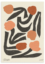 Lámina decorativa sin marco de estilo minimalista y orgánico, flores abstractas en tonos terracota, modelo Modern Flower 03