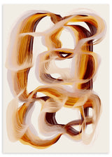 Lámina decorativa sin marco de estilo minimalista y sereno, composición abstracta de trazos orgánicos cálidos, modelo Flowing Amber Paths