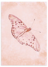 Lámina decorativa sin marco de estilo minimalista y sereno, mariposa delicada en tonos pastel, modelo Mariposa en Reposo