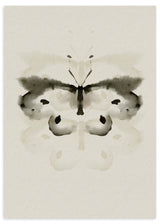 Lámina decorativa sin marco de estilo minimalista y sereno, mariposa abstracta en acuarela neutra, modelo Velo de Mariposa