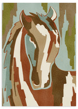 Lámina decorativa sin marco de estilo orgánico y abstracto, retrato abstracto de caballo en tonos tierra, modelo Abstract Horse Portrait