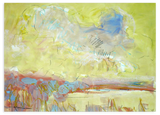 Lámina decorativa sin marco de estilo orgánico y abstracto, paisaje abstracto luminoso en tonos suaves, modelo Abstract Landscape Horizons