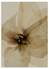 Lámina decorativa sin marco de estilo orgánico y beige, flor abstracta en tonos mostaza, modelo Flor de Seda Mostaza