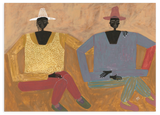 Lámina decorativa sin marco de estilo orgánico y minimalista, retrato artístico de dos figuras sentadas, modelo Still Together