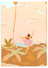 Lámina decorativa sin marco de estilo orgánico y minimalista, escena tropical de escapada junto al mar, modelo The Great Escape