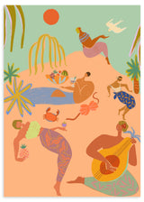 Lámina decorativa sin marco de estilo orgánico y minimalista, escena tropical de vacaciones en la playa, modelo Vacation