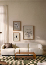 Mural decorativo de tres piezas de estilo minimalista y orgánico, mural botánico y de cigüeña minimalista, modelo Mural I - La vida es simple