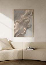 Cuadro abstracto moderno con diseño fluido en tonos beige y gris. kudeko.com