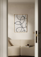 Cuadro abstracto minimalista con líneas negras sobre fondo claro. kudeko.com