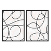 Conjunto de dos cuadros abstractos minimalistas con líneas negras en fondo claro. kudeko.com\n