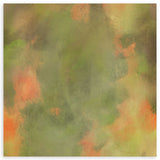 Tableau carré avec composition abstraite de formes organiques en vert olive, sauge, beige et terracotta, au style abstrait doux et équilibré. Disponible sur kudeko.com