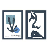 conjunto de láminas decorativas de ilustraciones abstractas en tonos azules - kudeko