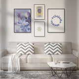 Decoración con cuadros, mural - cuadro abstracto con figuras circulares en colores malva y naranja. Lámina decorativa abstracta con círculos.