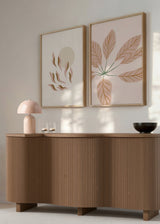 Conjunto de dos cuadros decorativos de estilo minimalista y abstracto, dúo floral abstracto en tonos suaves, modelo Two Combo - Dream Flower