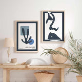 decoración con cuadros, ideas - conjunto de láminas decorativas de ilustraciones abstractas en tonos azules - kudeko