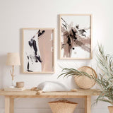 decoración con cuadros, ideas - conjunto de cuadros abstractos - kudeko