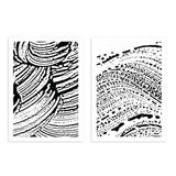 conjunto de dos cuadros abstractos en blanco y negro - kudeko