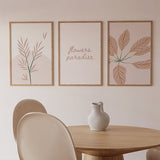 decoración con cuadros, ideas - conjunto de cuadros, ilustraciones florales en estilo nórdico - kudeko