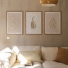 decoración con cuadros, ideas - conjunto de cuadros nórdicos, ilustraciones abstractas - kudeko