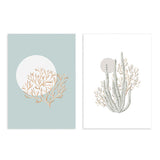 conjunto de cuadros nórdicos de ilustraciones de algas marinas - kudeko
