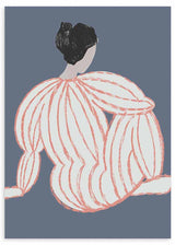 lámina decorativa de ilustración abstracta de mujer sobre fondo azul, dubujo artístico - kudeko