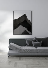 Decoración con cuadros, ideas - cuadro de montañas abstracto en blanco y negro