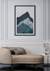 Decoración con cuadros, ideas -  cuadro de montañas abstracto en azul y verdes