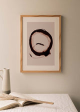 decoración con cuadros, ideas - lámina decorativa de ilustración abstracta en tonos negros y rosa - kudeko