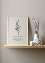 Decoración con cuadros, ideas - lámina decorativa ilustración de flor artemisia con fondo beige