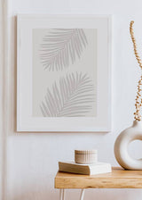 decoración con cuadros, ideas - lámina decorativa de ilustración nórdica en color beige con hojas - kudeko