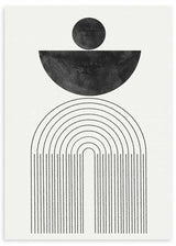 lámina decorativa abstracta con formas geométricas, aros, arcos y círculos - kudeko