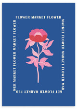 lámina decorativa de flor rosa ilustrada sobre fondo azul