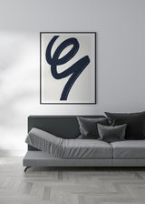 Decoración con cuadros, ideas - cuadro moderno con brocha azul y fondo beige