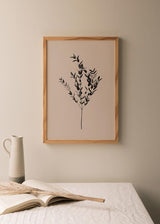 decoración con cuadros, ideas - lámina decorativa de ilustración de flor de estilo nórdico, beige