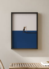 decoración con cuadros, ideas - lámina decorativa colorida de collage vintage en tono azul - kudeko