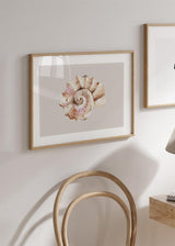 decoración con cuadros, ideas - lamina decorativa horizontal de ilustracion de caracola, cuadro de playa, mar, nordico