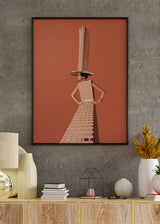 decoración con cuadros, ideas - lámina decorativa de estilo vintage de collage de mujer vestida de edificio - kudeko