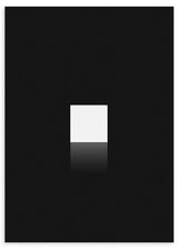 cuadro geométrico y minimalista de cubo blanco con fondo negro. Lámina decorativa.