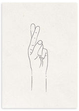cuadro de mano cruzando los dedos. Suerte. Cuadro nórdico.. Lámina decorativa.