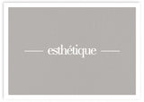 lámina decorativa para cuadro moderno y nórdico con frase "esthétique" en tonos beige-marrón