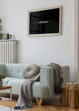 Decoración con cuadros, ideas - cuadro minimalista y nórdico en blanco y negro con frase "esthétique"