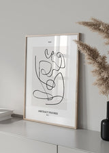 Decoración con cuadros, ideas - lámina decorativa de figura femenina abstracta y nórdica en tonos negros, beige y blanco