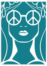 lámina decorativa de ilustración hippie en color azul aguamarina